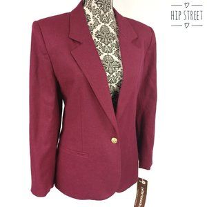 PETITE HABERDASHERY Vintage 1 Button Wool Blend Blazer Jacket 12P NWT